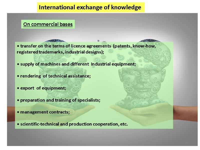 Тимофеева А.А. 2017 © International exchange of knowledge On commercial bases • transfer on